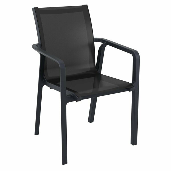 Fine-Line Pacific Sling Arm Chair with Frame Black Sling, 2PK FI2212141
